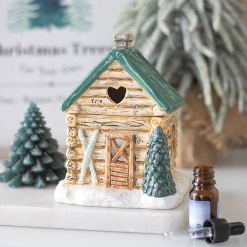 Brûle-parfum chalet de ski toit vert en Céramique - Winter Wonderland