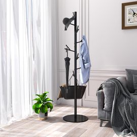 Kalanka-Porte-Manteau De Sol Peu Encombrant Modèle New York, Porte-Manteau À Pied Avec 16 Crochets, Support De Vêtements Indépendant Pour Entrée Et Salon, Idéal Pour Manteaux, Chapeaux, Sacs (Noir)