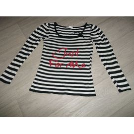 Pull Promod Rayé Noir Et Blanc "Just For Me" M Tbe