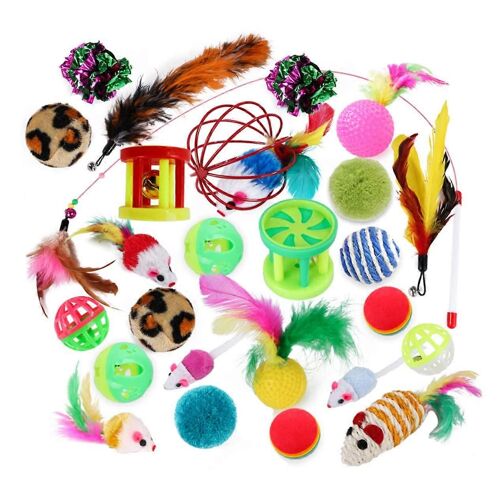 Pack Economique De 26 Jouets Pour Chats, Souris En Peluche, Boules De Sisal, Jouets Couineurs, Divertissement Pour Chatons Et Chats
