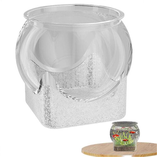 Aquarium Rond Transparent Decoratif Pour Poissons Betta Et Tortues, Piece Maîtresse Pour La Maison Ou Le Bureau (Moyen)