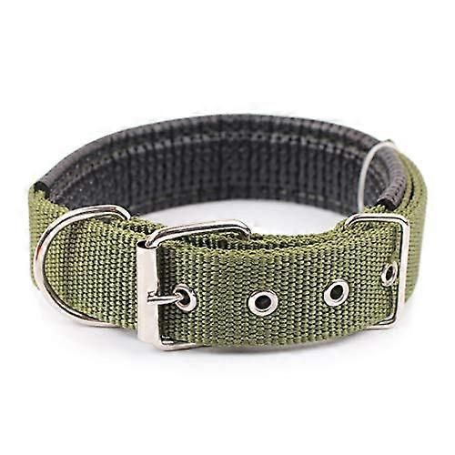 Colliers Pour Chien Reglables Double Couche Rembourres En Mousse Pp, Sangle De Cou Souple Et Durable Pour Chiens De Petite, Moyenne Et Grande Taille, Lot De 2, Vert Armee, Xl, 4,0 X 70 Cm