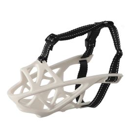 Museliere Reglable Pour Chien ¿ Revetement Respirant Anti-Morsures, Empeche La Mastication Et Les Aboiements (Blanc, L)