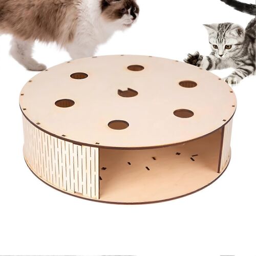 Jouet Interactif Pour Chat En Bois Massif Avec Boîte De Capture