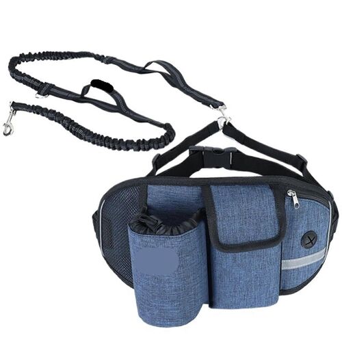 Sac banane de dressage pour chien, ceinture en nylon pour promenades en exterieur, reglable, maintient les friandises en securite, bleu