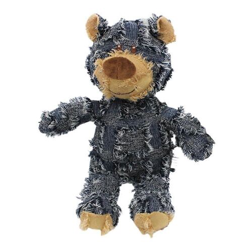 Jouet A Macher Fantaisie, Doux Et Durable, Anti-Anxiete, Aide Au Sommeil Pour Animaux, Peluche Couinante En Forme D'ours (Bleu, Grand)