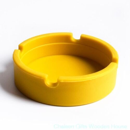 Cendrier en silicone souple incassable rond Jaune