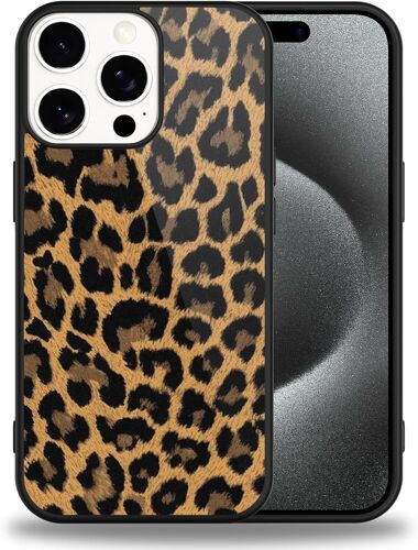 KALANKA-Coque pour Apple iPhone 16 Pro 6,3"", Etui Aesthetic Léopard Print Motif Dessin Housse, Ultra Mince Silicone Cover Antichoc Anti-Rayures Bumper Protection Case pour iPhone 16 Pro, Noir