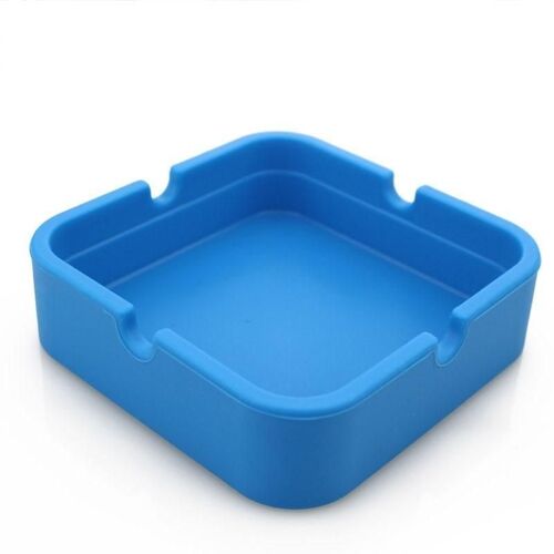 Cendrier en silicone souple incassable carré Bleu