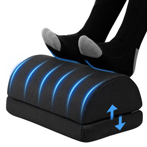 Todeco Repose-Pieds Bureau Avec 2 Options De Hauteu Ergonomique Repose Pied, Mousse À Mémoire De Forme Avec Un Fond Non Glissable Housse Lavable, Noir