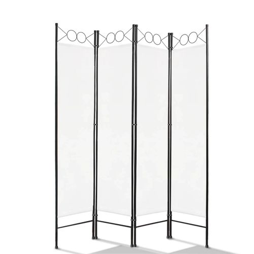 Todeco Paravent Interieur 4 Panneaux, Separateur de Piece Pliable, Ecran d'Intimite Paravent Chambre a Coucher Maison Balcon, 160 x 180 cm, Blanc