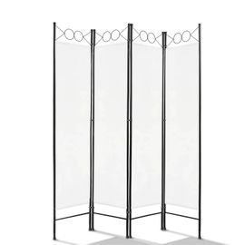 Todeco Paravent Interieur 4 Panneaux, Separateur de Piece Pliable, Ecran d'Intimite Paravent Chambre a Coucher Maison Balcon, 160 x 180 cm, Blanc