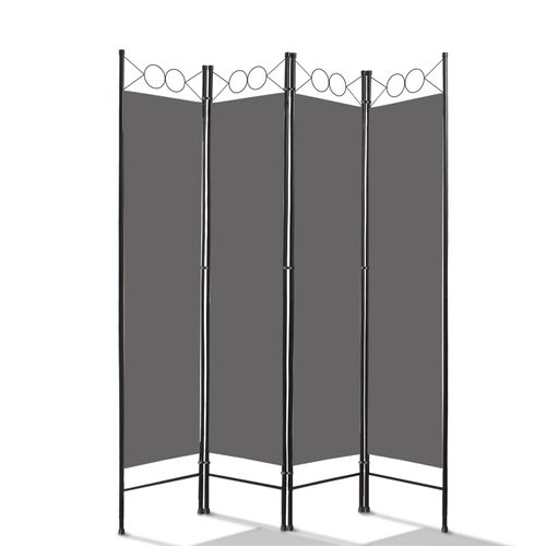 Todeco Paravent Interieur 4 Panneaux, Separateur de Piece Pliable, Ecran d'Intimite Paravent Chambre a Coucher Maison Balcon, Gris