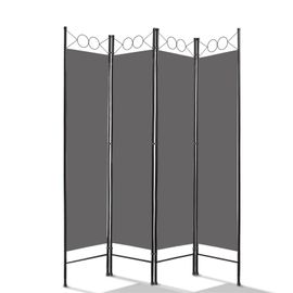Todeco Paravent Interieur 4 Panneaux, Separateur de Piece Pliable, Ecran d'Intimite Paravent Chambre a Coucher Maison Balcon, Gris