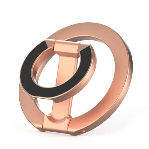 Support de téléphone MagSafe double face pour iPhone 14/15/16,pliable 360 ° Support rotatif avec aimant puissant et support de poignée de doigt C-Rose Gold