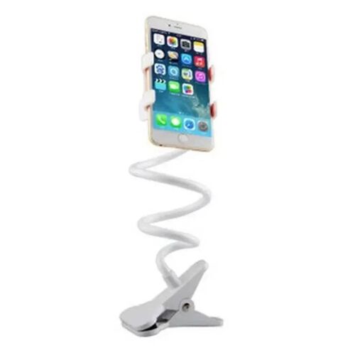 Clip De Support De Téléphone À Bras Long En Spirale Réglable 360 ° Support Latéral De Téléphone De Table De Chevet Paresseux Rotatif Pour Support De Téléphone Portable D'enregistrement White
