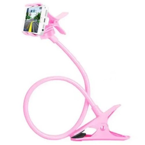 Clip De Support De Téléphone À Bras Long En Spirale Réglable 360 ° Support Latéral De Téléphone De Table De Chevet Paresseux Rotatif Pour Support De Téléphone Portable D'enregistrement Pink