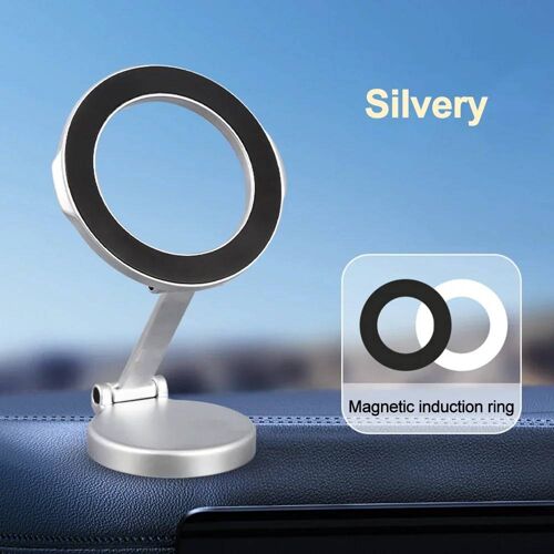 Support De Téléphone Magnétique Pour Voiture Pour Magsafe,Support De Navigation Magnétique Pliable En Alliage Réglable À 360 Degrés Pour Iphone 15 14 13 12 Argent