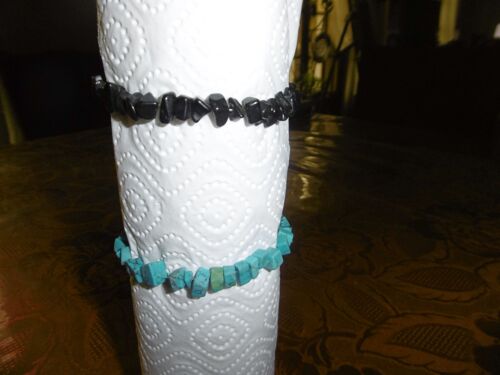 Bracelet Magic Stone Pierres Authentiques Lot De 2 : Noir Et Bleu Fantabijoux