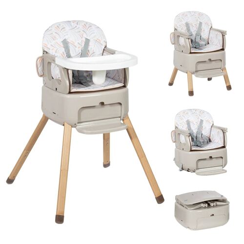 Leogreen Chaise Haute Bebe 4 En 1, Reglables En Hauteur, Chaise Haute Portable Et Legere Bebe Pliable (Gris)