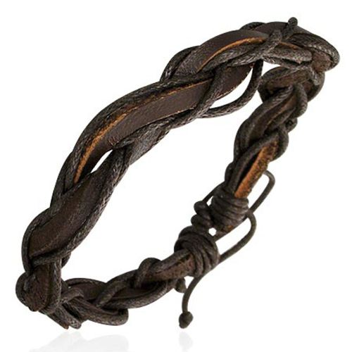 Zense - Bracelet Cuir Homme Design Ajustable Marron Enroulé Zb0127