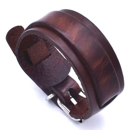 Zense - Bracelet De Force Pour Homme En Cuir Ajustable Marron Zb0322