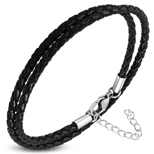 Zense - Bracelet Homme En Cuir Noir Double Enroulement Zb0239