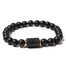 Zense - Bracelet Zodiaque Noir Vierge Étirable Homme Avec Perles Onyx Zb0386