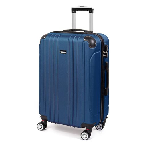 Todeco Valise moyenne taille 68cm, valise de voyage, rigide e légère abs valise de voyage à roulettes valises, 4 doubles roues, 68x45x26cm, bleu foncé