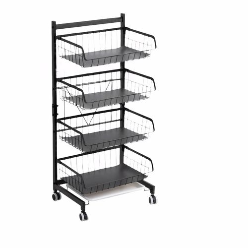 Todeco Panier De Fruits Et Légumes Avec Roues, Chariot De Rangement 4 Niveaux Pour Cuisine, Salon, Salle De Bain ¿ Solide, Mobile Et Polyvalent