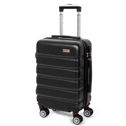 Todeco Valise Cabine 56cm, Rigide e Légère ABS+PC Valise à Main légère avec Coque Rigide, Valise de Voyage, avec 4 Doubles Roues, 56x36x22cm, Noir