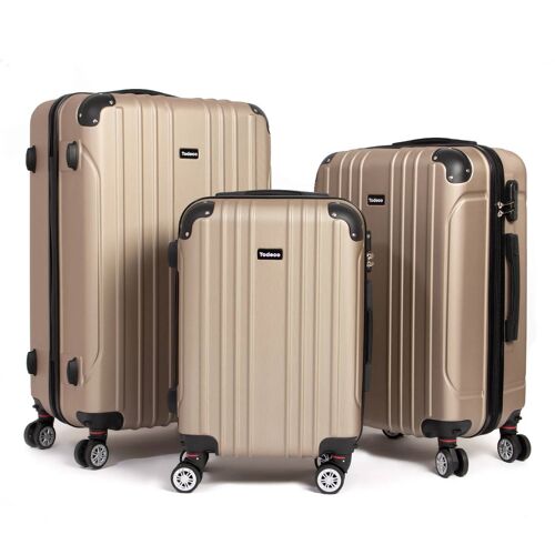 Todeco Set de 3 Valises de Voyage Rigide (55/68/78cm), Rigide e Légère ABS Valise de Voyage à roulettes Valises, 4 Doubles Roues, Noir