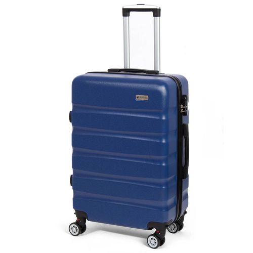 Todeco Valise Moyenne Taille 67cm, Rigide e Légère ABS+PC Valise à Main légère avec Coque Rigide, Valise de Voyage, avec 4 Doubles Roues, 67×44×25cm, Bleu foncé