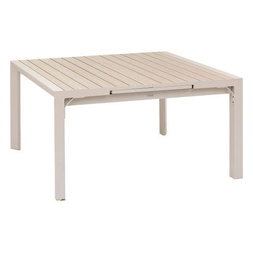 Table De Jardin Carrée Extensible Alu Evasion 8/10 Places Beige Lin - Hespéride