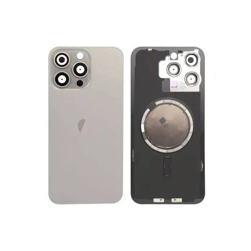 Vitre Arrière Iphone 15 Pro Naturel Sur Plaque Métallique Logo Lentille Magsafe Qualité Neuf