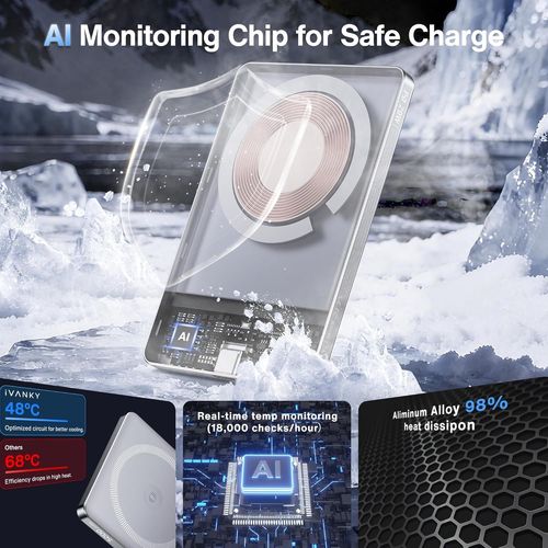 Kalanka-Ivanky 0.76cm Slim Magsafe Batterie Externe Pour Iphone 17 Air, Magnetique Power Bank 5000mah Pour Voyage, Qi Certified Batterie Pack Sans Fil Externe Induction Pour 16/15/14/13/12 Pro Max (S