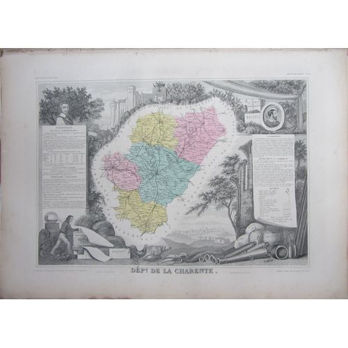 16 Charente Carte Département Gravure Levasseur Atlas 1861 - -