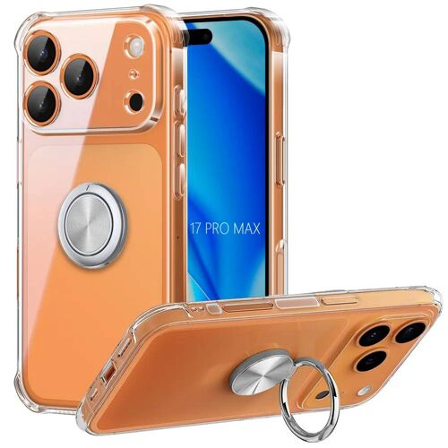 Coque pour iPhone 17 Pro Max, Protection Silicone avec Anneau Argenté Rotatif à 360 Degrés - E.F.CONNECTION