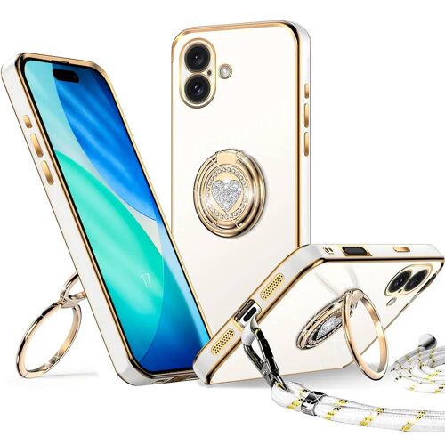 Coque Pour Iphone 17, Protection Silicone Souple Antichoc Avec Anneau Et Cordon - Blanc - E.F.Connection