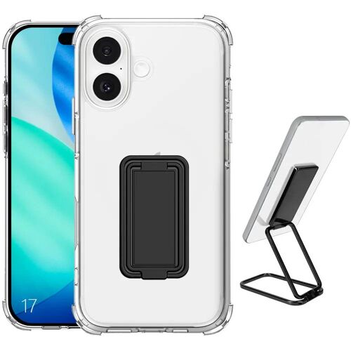 Coque pour iPhone 17, Silicone Ultra Slim Antichoc avec Support Métal Réglable Noir - E.F.CONNECTION