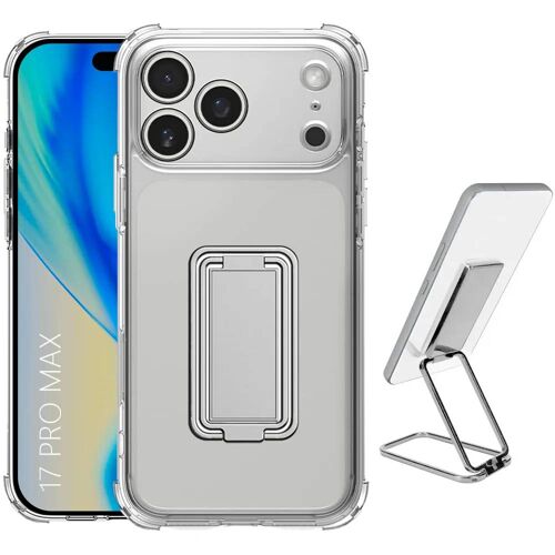 Coque pour iPhone 17 Pro Max, Silicone Ultra Slim Antichoc avec Support Réglable Métal Argenté - E.F.CONNECTION