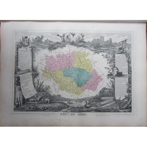 36 Gers Carte Département Gravure Levasseur Atlas 1861 -