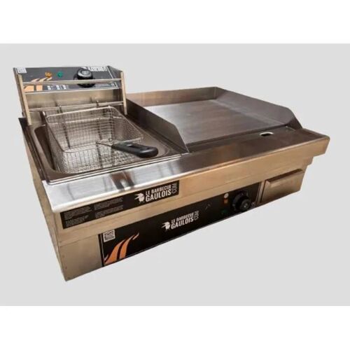 Barbecue Plancha Electrique - LE BARBECUE GAULOIS - 4400W - Friteuse Professionnelle - Inox - 40x35cm