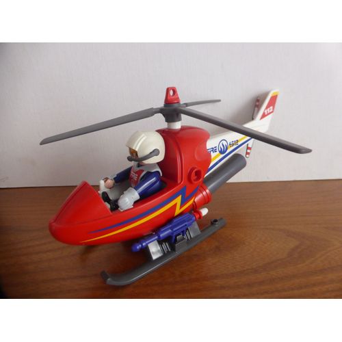 Playmobil Hélicoptère de Pompier avec Lance Eau et 1 Figurine