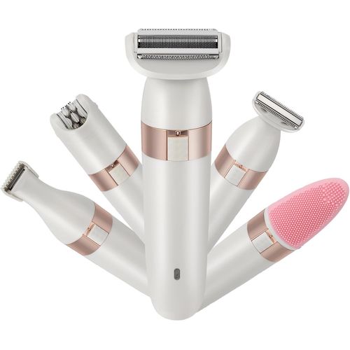 Épilateur Électrique Femme 5en1 Tondeuse Maillot Rechargeable Sans Fil IPX4 pour Épilation Douce Corps Jambes Aisselles Bikini et Nettoyage Visage - Design Ergonomique Portable