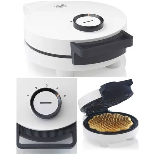 Gaufrier Électrique Blanc - 1000W - Revêtement Antiadhésif - Gaufres en forme de c?ur - Poignée Isolante