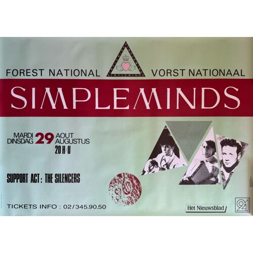 Simple Minds - Concert Belgique 1989 - 66x94cm - Affiche De Concert Originale