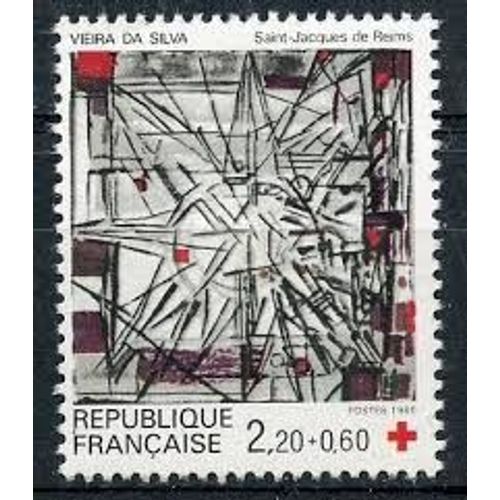 Au Profit De La Croix Rouge : Vitrail De Vieira Da Silva Église Saint-Jacques De Reims Année 1986 N° 2449 Yvert Et Tellier Luxe