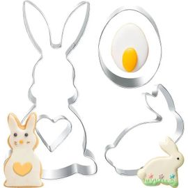 Grands Emporte-Pièces De Pâques En Acier Inoxydable Lapin Oeuf Coeur