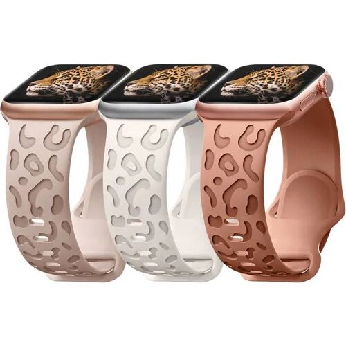 Lot De 3 Bracelets En Silicone Imprimé Léopard Apple Watch 42mm Waterproof